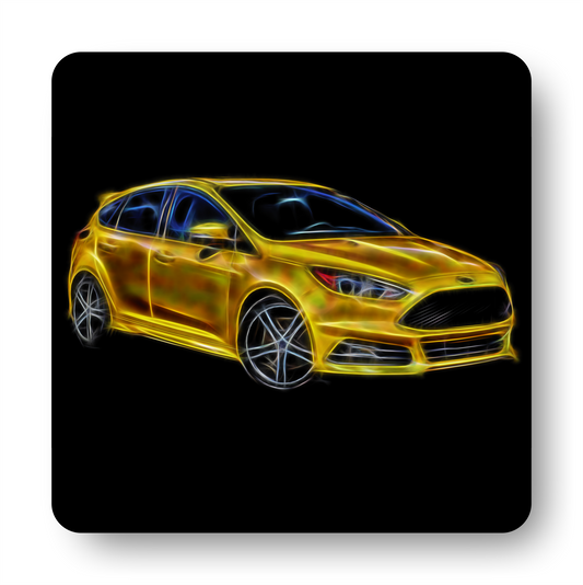 Ford Focus ST Coasters with Stunning Fractal Art Design. Various colours blue, red, yellow, orange, black, grey, and white available.
