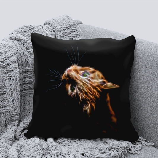 Cat Cushion with Fractal Art Design. Includes Pillow Insert