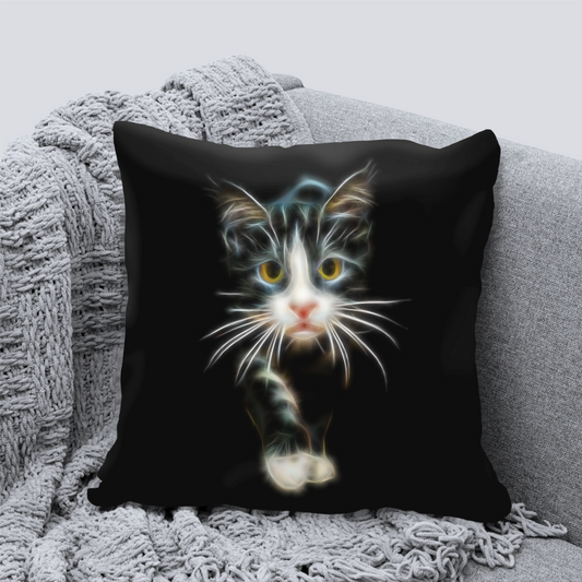 Cat Cushion with Fractal Art Design. Includes Pillow Insert