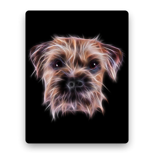 Border Terrier Metal Wall Plaque with Stunning Fractal Art Design.