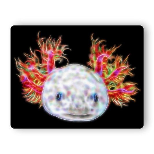 Pink Axolotl Aluminium Metal Wall Plaque with Stunning Fractal Art Design