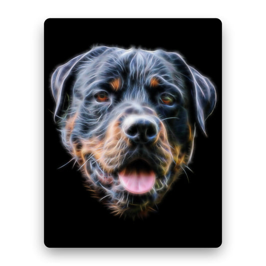Rottweiler Aluminium Metal Wall Plaque with Stunning Fractal Art Design.