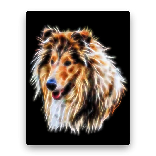 Rough Collie Aluminium Metal Wall Plaque with Stunning Fractal Art Design.