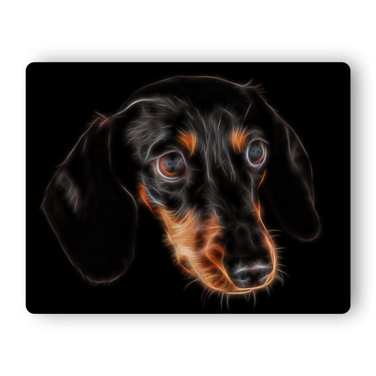 Black and Tan Dachshund Aluminium Metal Wall Plaque with Stunning Fractal Art Design.