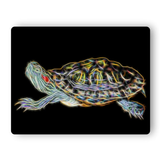 Red Eared Slider Turtle Fractal Art Aluminium Metal Wall Plaque