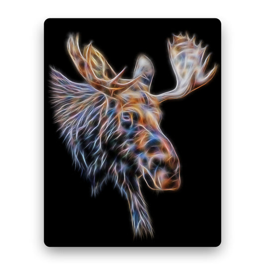 Bull Moose Metal Wall Plaque with Stunning Fractal Art Design