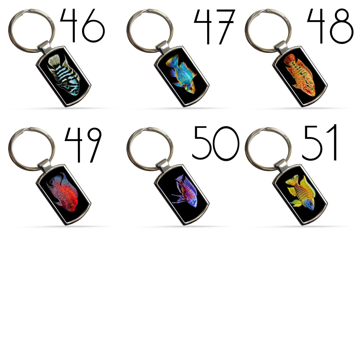 Fish Keychain / Keyring / Bagtag including Betta, Cichlid, Guppy, Discus, Angel. A Perfect Gift for Aquatic Lover.