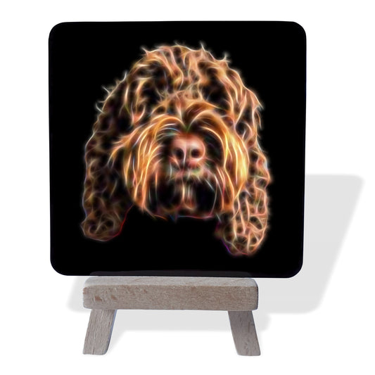 Cockapoo Metal Plaque and Mini Easel with Stunning Fractal Art Design.