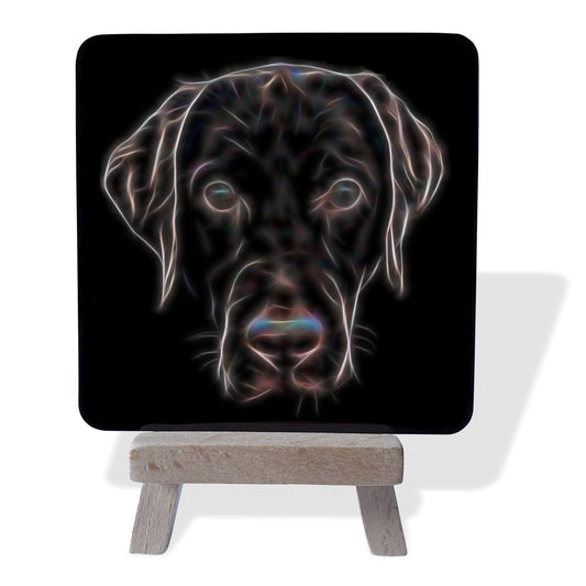 Labrador Dog Metal Plaque and Mini Easel with Stunning Fractal Art Design.