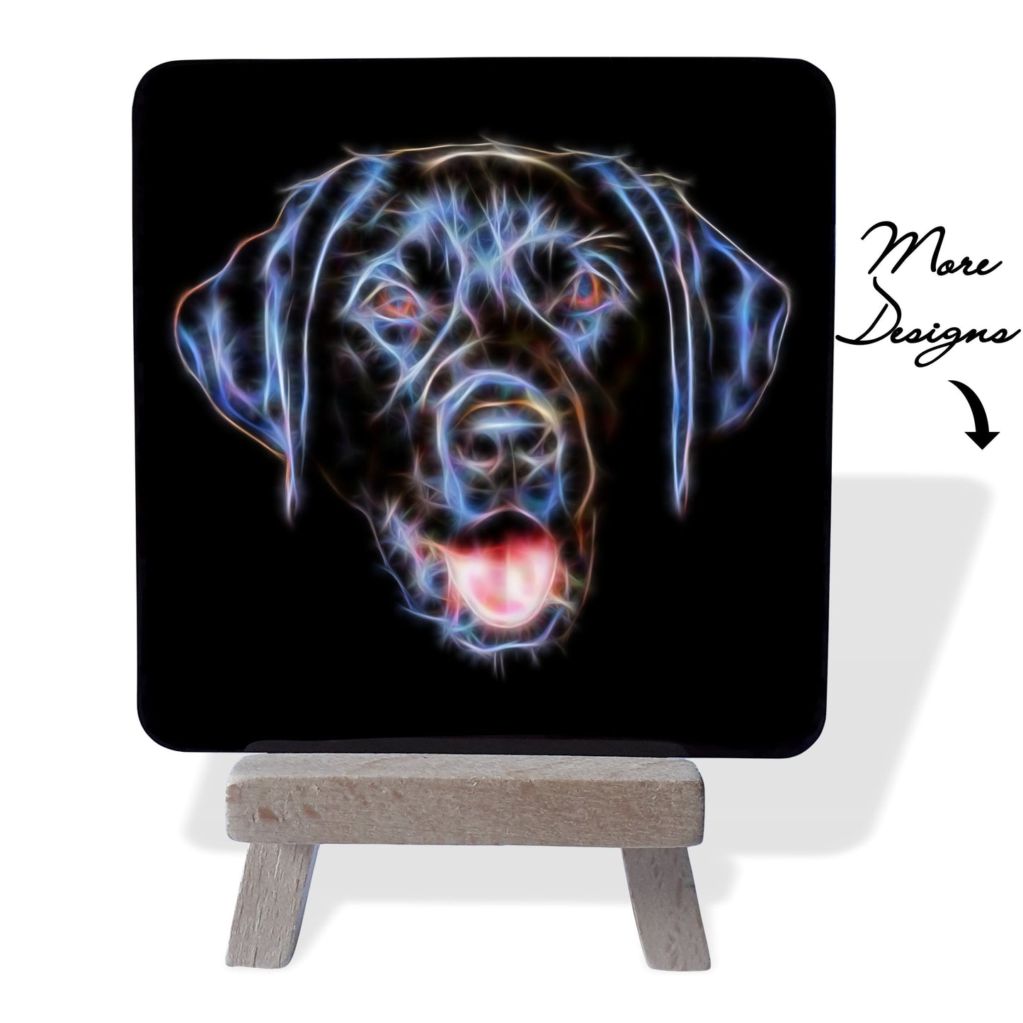 Labrador Dog Metal Plaque and Mini Easel with Stunning Fractal Art Design.