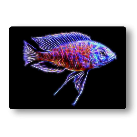 Cichlid Aluminium Metal Wall Plaque with Stunning Fractal Art Design.