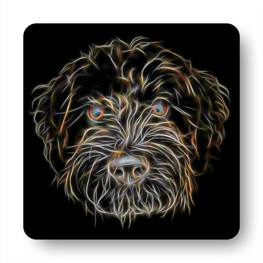 Black Labradoodle Coasters, Set of 4, with Stunning Fractal Art Design