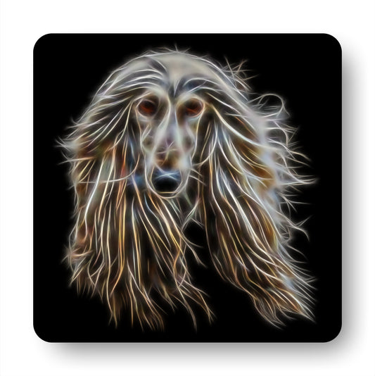 Afghan Hound Coasters with Stunning Fractal Art Design.