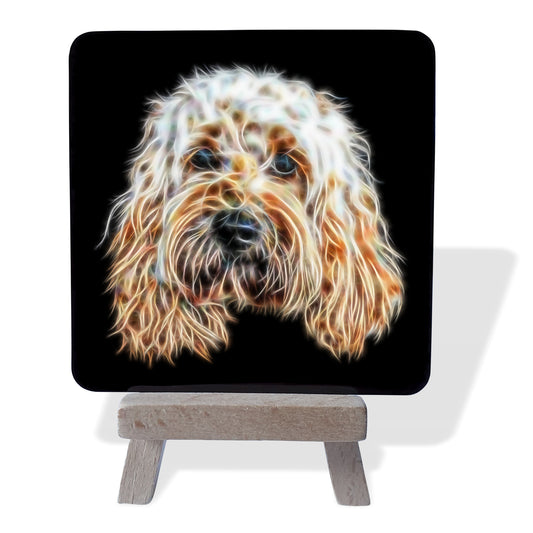 Cockapoo Metal Plaque and Mini Easel with Stunning Fractal Art Design.