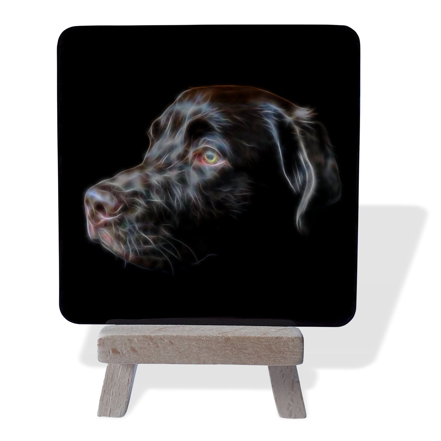 Labrador Dog Metal Plaque and Mini Easel with Stunning Fractal Art Design.