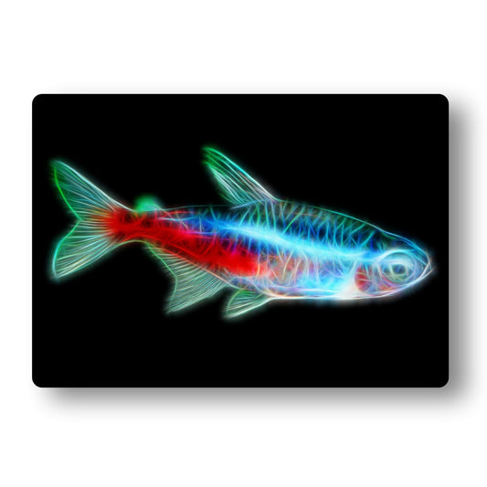Tetra Fish Metal Wall Plaque with Stunning Fractal Art Design.