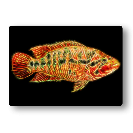 Cichlid Aluminium Metal Wall Plaque with Stunning Fractal Art Design.