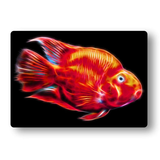 Cichlid Aluminium Metal Wall Plaque with Stunning Fractal Art Design.