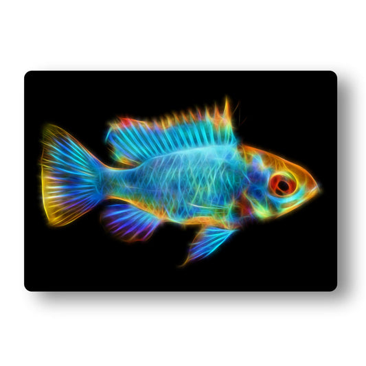 Cichlid Aluminium Metal Wall Plaque with Stunning Fractal Art Design.