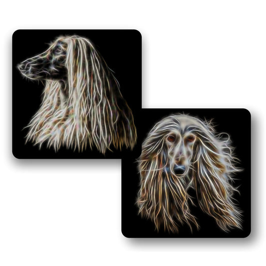 Afghan Hound Coasters with Stunning Fractal Art Design.