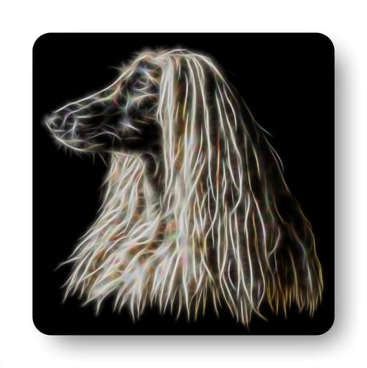 Afghan Hound Coasters with Stunning Fractal Art Design.