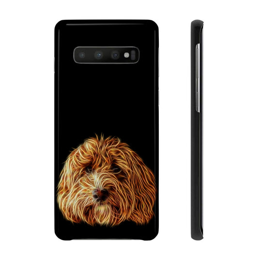 Red Cockapoo Phone Case with Stunning Fractal Art Design. For Samsung or iPhone, including iPhone 17 and Galaxy S25