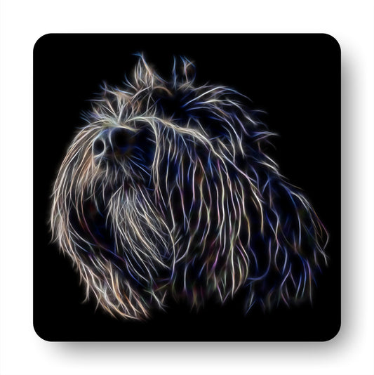 Black Cockapoo Coasters, Set of 4, with Stunning Fractal Art Design.