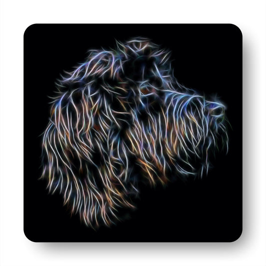 Black Cockapoo Coasters, Set of 4, with Stunning Fractal Art Design.