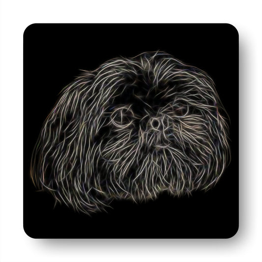 Black Shih Tzu Coasters with Fractal Art Design. Perfect Shih Tzu Owner Gift.