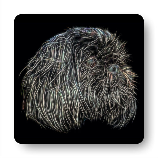 Black Shih Tzu Coasters with Fractal Art Design. Perfect Shih Tzu Owner Gift.