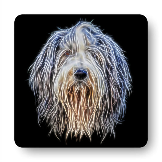 Bearded Collie Coasters with Fractal Art Design, Perfect Bearded Collie Owner Gift
