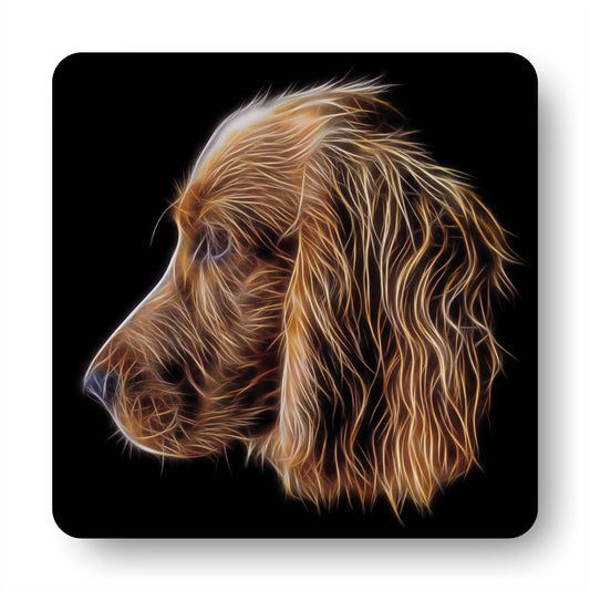 Red Working Cocker Spaniel Coasters with Stunning Fractal Art Design. Perfect Gift for Cocker Spaniel Owners.