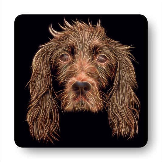 Red Working Cocker Spaniel Coasters with Stunning Fractal Art Design. Perfect Gift for Cocker Spaniel Owners.