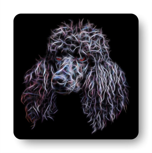 Black Standard Poodle Coasters, Set of 2, with Stunning Fractal Art Design.