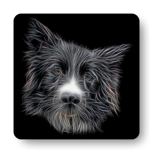 Border Collie Coasters, Set of 4, with Stunning Fractal Art Design. Perfect Border Collie Owner Gift.