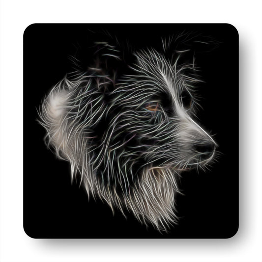 Border Collie Coasters, Set of 4, with Stunning Fractal Art Design. Perfect Border Collie Owner Gift.