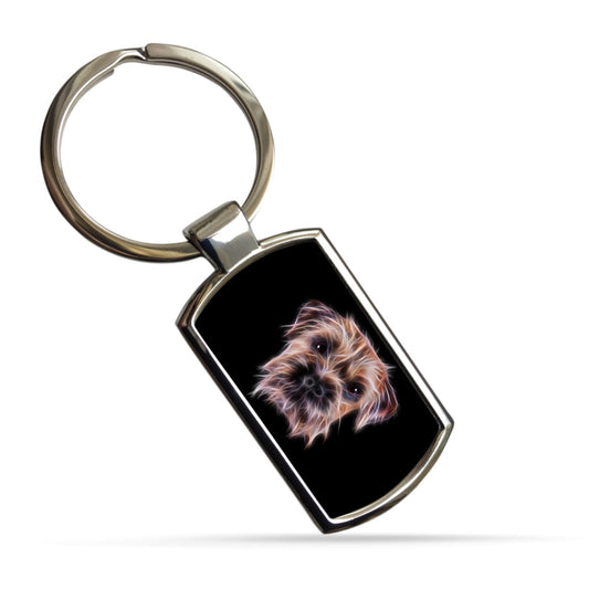 Border Terrier Keychain with Stunning Fractal Art Design. A Perfect Gift for Dog Lover.