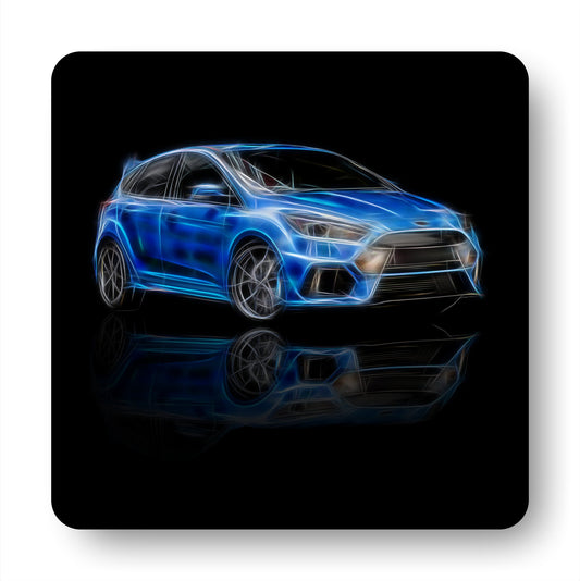 Ford Focus RS Coasters with Stunning Fractal Art Design. Various colours blue, green, orange, black, grey, and white available.