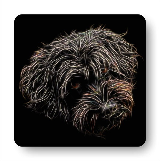 Black Labradoodle Coasters, Set of 4, with Stunning Fractal Art Design