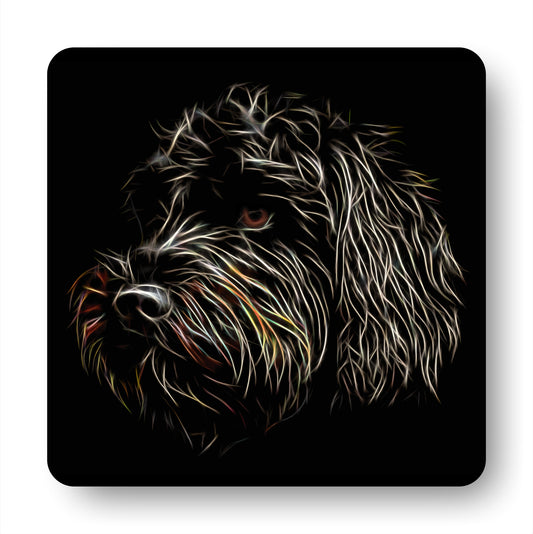 Black Labradoodle Coasters, Set of 4, with Stunning Fractal Art Design