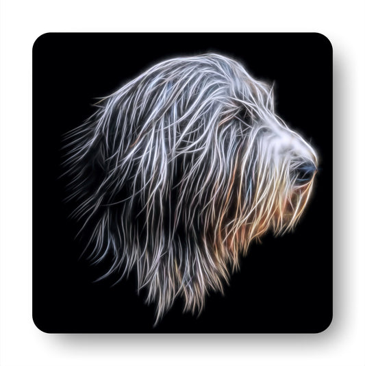 Bearded Collie Coasters with Fractal Art Design, Perfect Bearded Collie Owner Gift