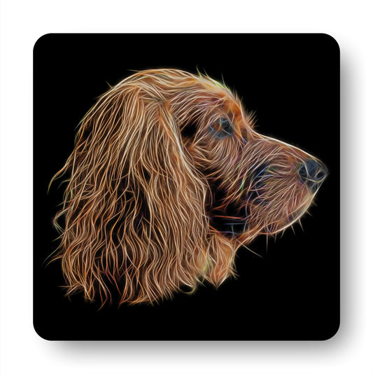 Red Working Cocker Spaniel Coasters with Stunning Fractal Art Design. Perfect Gift for Cocker Spaniel Owners.