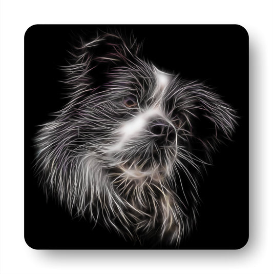 Border Collie Coasters, Set of 4, with Stunning Fractal Art Design. Perfect Border Collie Owner Gift.
