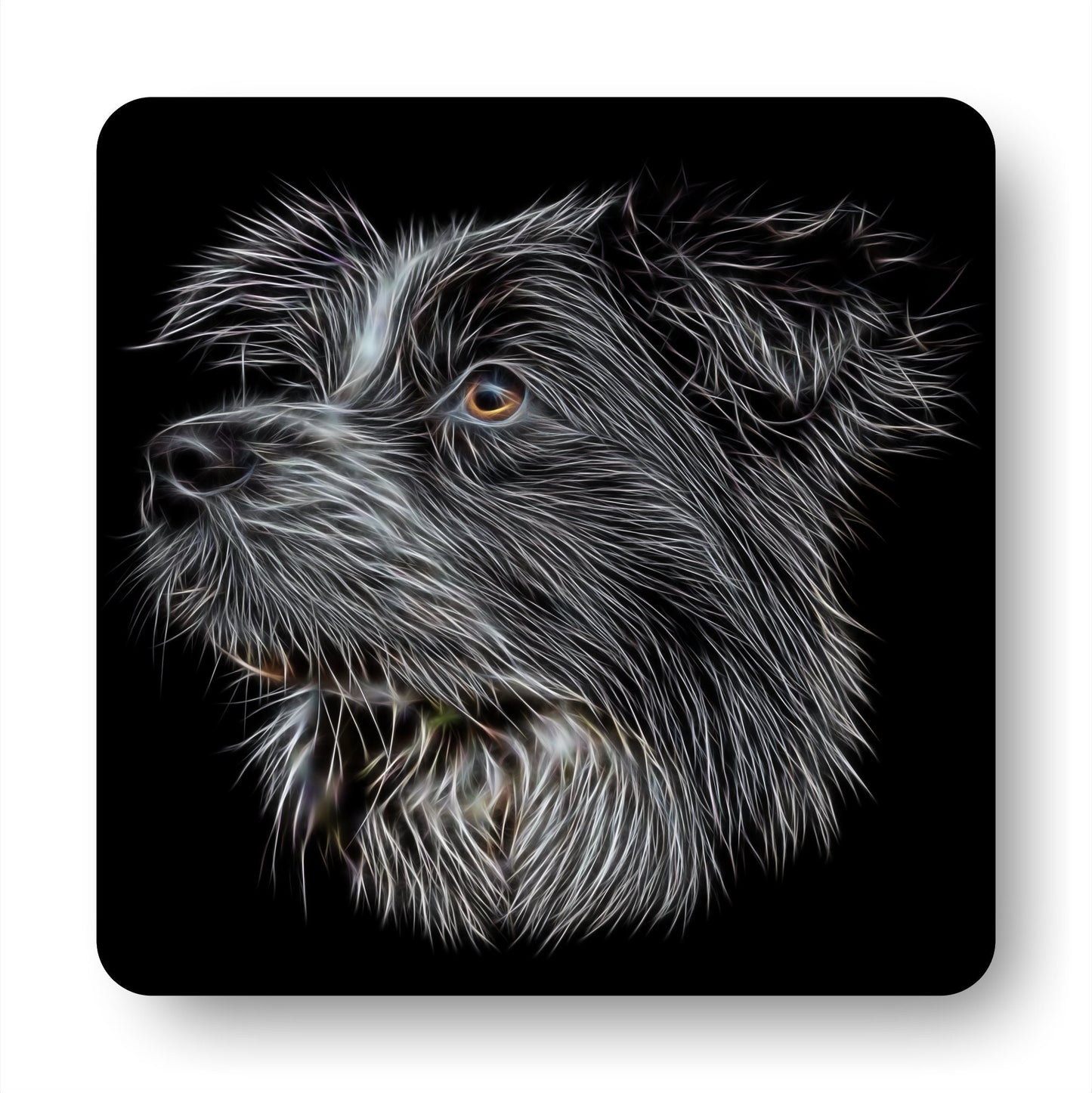 Border Collie Coasters, Set of 4, with Stunning Fractal Art Design. Perfect Border Collie Owner Gift.