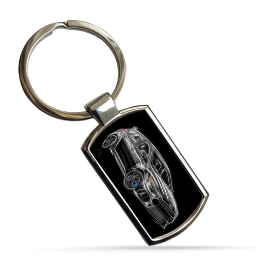Ford Focus RS Car Metal Keychain with Stunning Fractal Art Design. Available in a Variety of Colours.