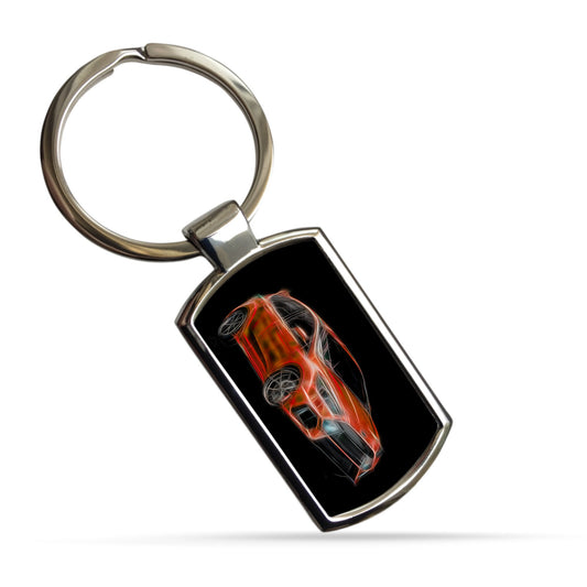 Ford Focus RS Car Metal Keychain with Stunning Fractal Art Design. Available in a Variety of Colours.