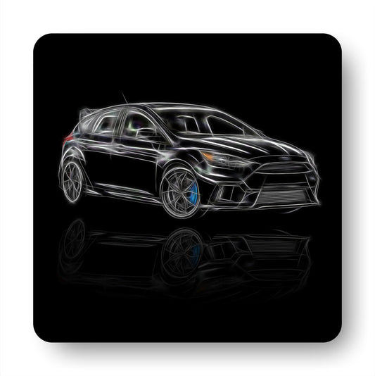 Ford Focus RS Coasters with Stunning Fractal Art Design. Various colours blue, green, orange, black, grey, and white available.