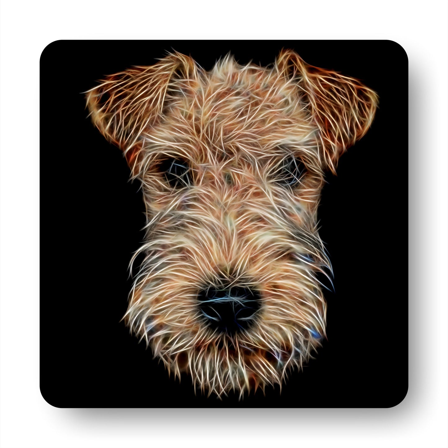 Lakeland Terrier Coasters, Set of 2, with Stunning Fractal Art Design.