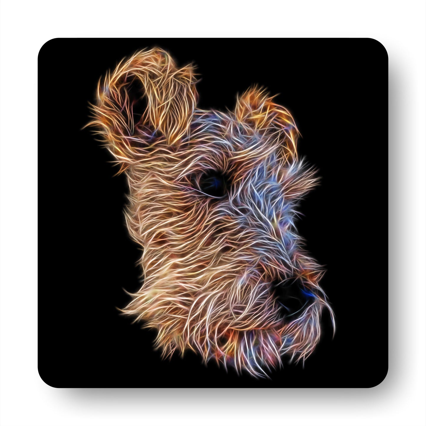 Lakeland Terrier Coasters, Set of 2, with Stunning Fractal Art Design.