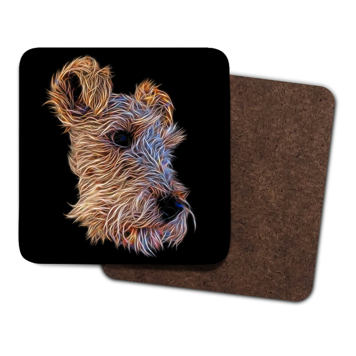 Lakeland Terrier Coasters, Set of 2, with Stunning Fractal Art Design.